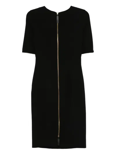 Giorgio Armani Zip-fastening Short-sleeve Midi Dress In Black