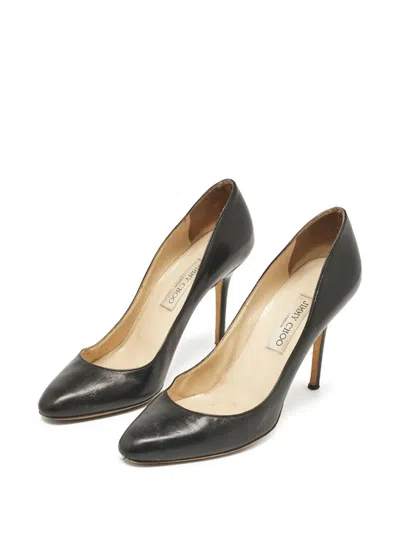 Pre-owned Jimmy Choo 105mm Leather Pumps In Black