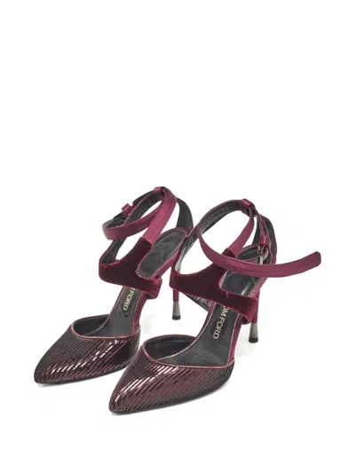Pre-owned Tom Ford 110mm Sequinned Pumps In Purple