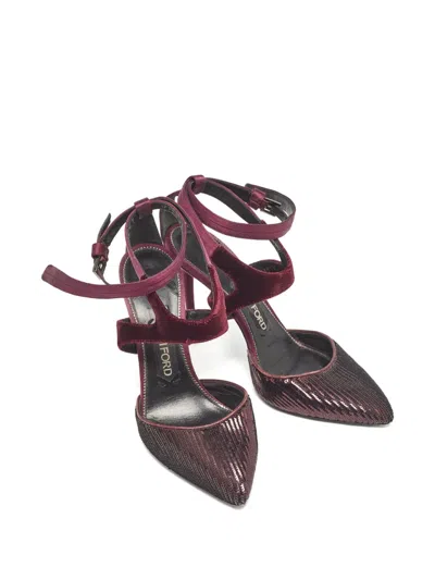 Pre-owned Tom Ford 110mm Sequinned Pumps In Purple