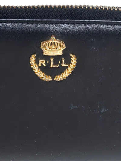 Pre-owned Polo Ralph Lauren Vintage Leather Zip Wallet In Black