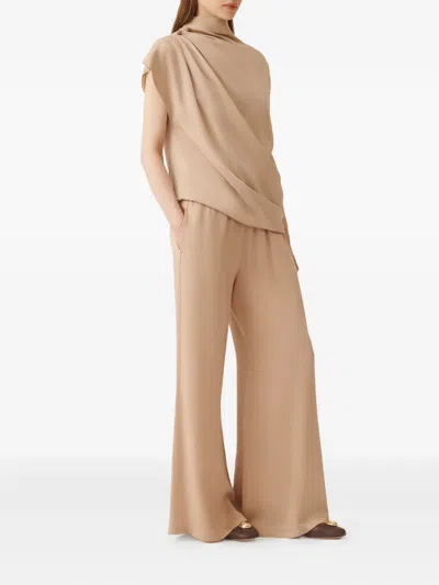 Fabiana Filippi Draped Mock-neck Enver Satin Top