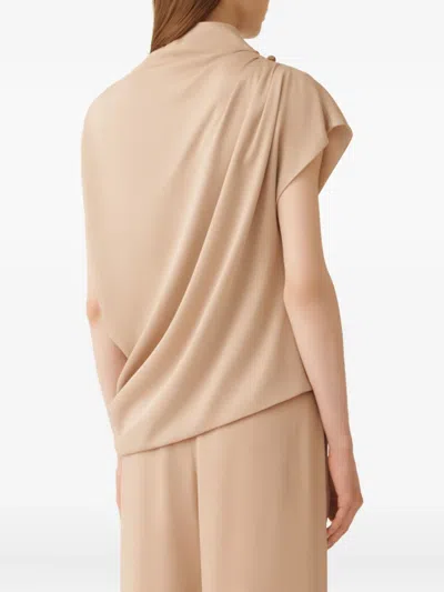 Fabiana Filippi Draped Mock-neck Enver Satin Top
