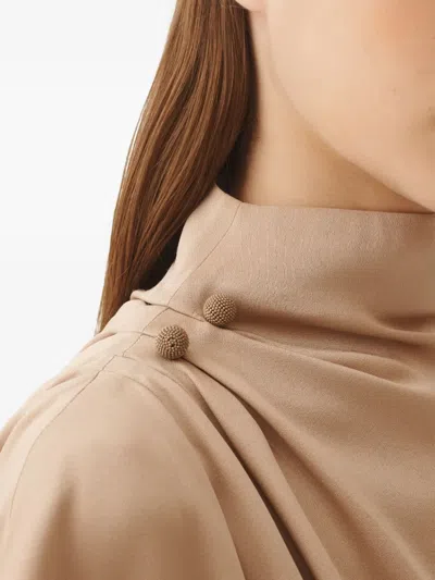 Fabiana Filippi Draped Mock-neck Enver Satin Top