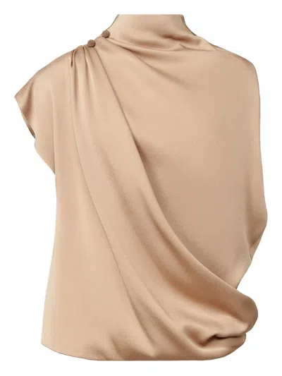 Fabiana Filippi Draped Mock-neck Enver Satin Top