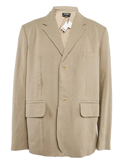 Pre-owned Jacquemus Linen Single-breasted Blazer In Neutral