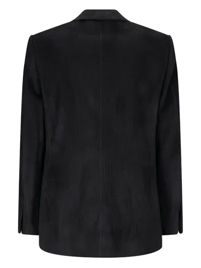Lardini Double-breasted Corduroy Jacket In Black