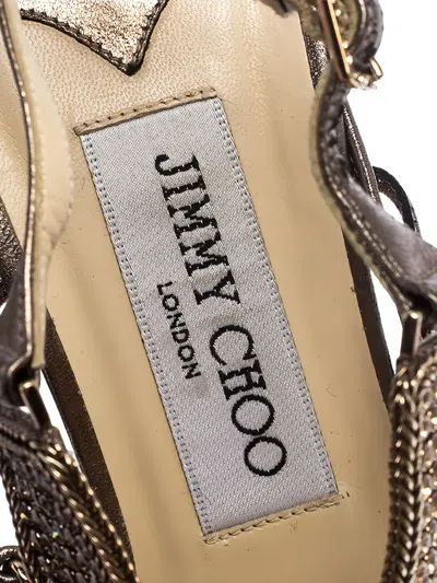 Pre-owned Jimmy Choo 100mm Crystal Embellishment Leather Sandals In Silver