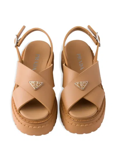 Prada 55mm Cross-strap Platform Sandals