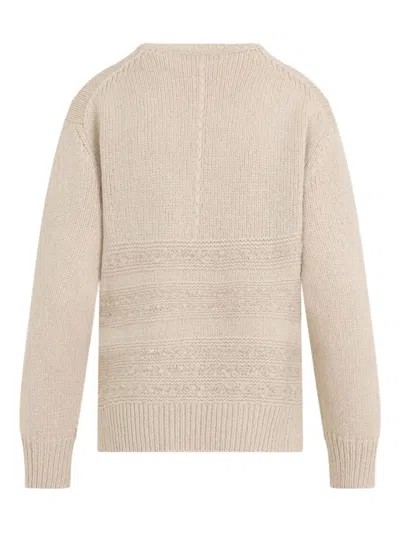 Fabiana Filippi Textured Knit Camel Sweater With Ribbed Edges In Neutral