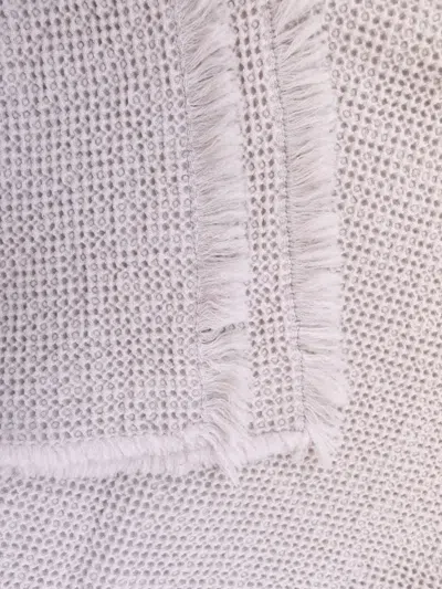 Society Limonta Waffle-weave Fringed Blanket (240cm X 220cm) In Gray