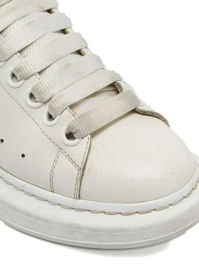 Pre-owned Alexander Mcqueen Platform Suede-panel Sneakers In White