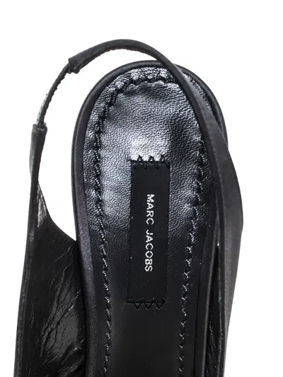 Pre-owned Marc Jacobs 95mm Rose-appliqué Slingback Sandals In Black