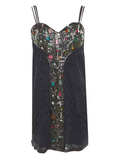 Pre-owned Missoni Embellished Mini Dress In Black
