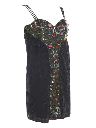Pre-owned Missoni Embellished Mini Dress In Black