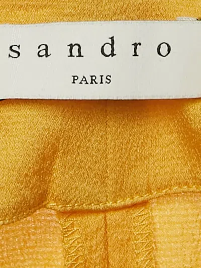 Pre-owned Sandro Gathered Tie-up Midi Dress In Yellow