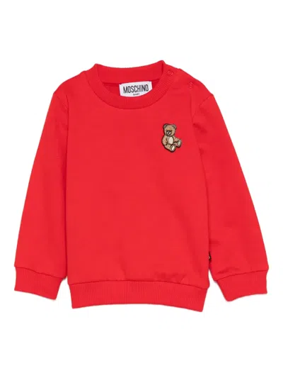 Moschino Teddy-appliqué Sweatshirt In Red