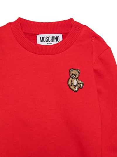 Moschino Teddy-appliqué Sweatshirt In Red