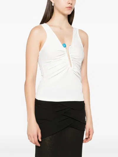 Christopher Esber Crystal Pin Embellished Jersey Tank Top In White