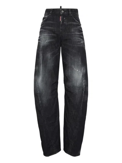 Dsquared2 Washed Tapered Jeans In Black