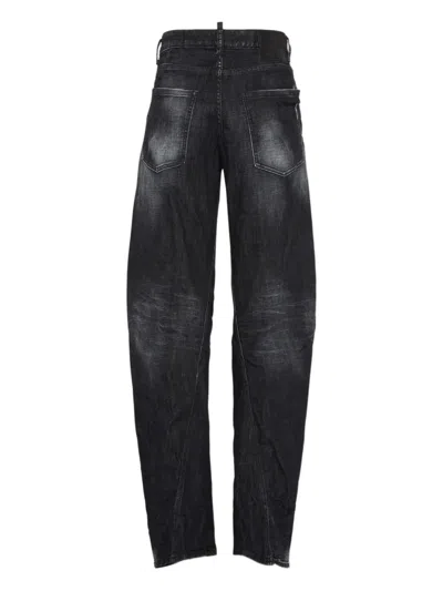 Dsquared2 Washed Tapered Jeans In Black