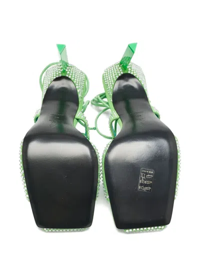 Pre-owned Attico Crystal Lace Sandals In Green