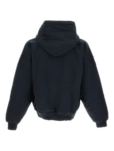 Rhude Loose-fit Hooded Sweatshirt With Ribbed Cuffs In Blue