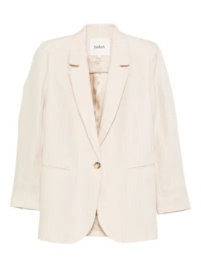 Ba&sh Poy Pinstripe Single-breasted Blazer In Neutral