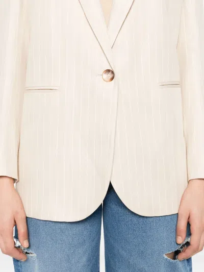 Ba&sh Poy Pinstripe Single-breasted Blazer In Neutral