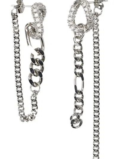Justine Clenquet Crystal-embellished Chain Earrings In Silver
