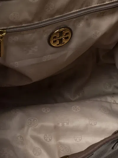 Pre-owned Tory Burch Striped Leather Tote Bag In Brown
