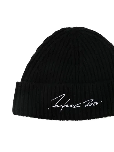 Kenzo Ribbed Signature Beanie In Black