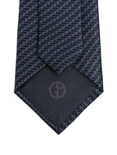 Giorgio Armani Geometric-pattern Silk Tie Accessories In Blue
