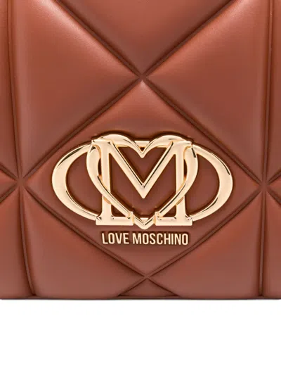 Love Moschino Quilted Logo-plaque Tote Bag In Brown