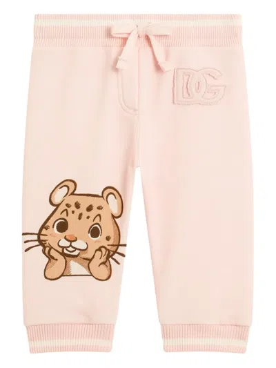 Dolce & Gabbana Leopard-print Track Pants In Pink