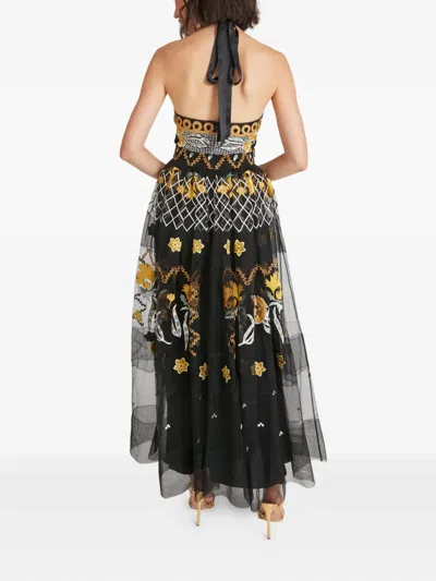 Temperley London Remi Halter Embroidered Tulle Gown In Black