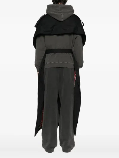 Balenciaga Hooded Trench Coat In Black