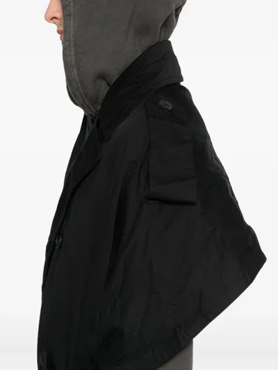 Balenciaga Hooded Trench Coat In Black