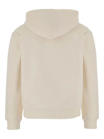 Carhartt Hooded Script Cotton Sweatshirt Pockets In Nude