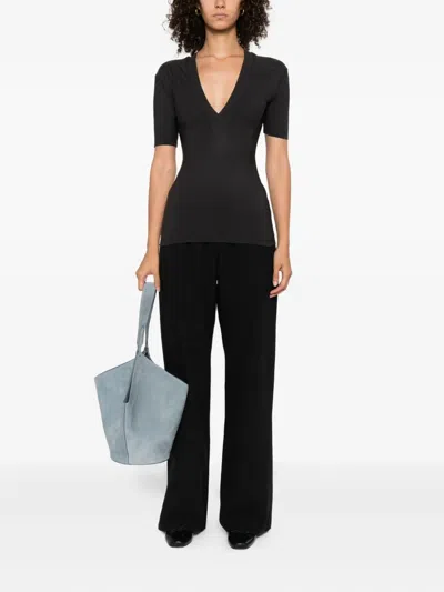 Nanushka Akka Short-sleeved Wool Top In Black