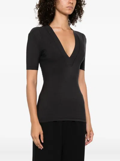 Nanushka Akka Short-sleeved Wool Top In Black
