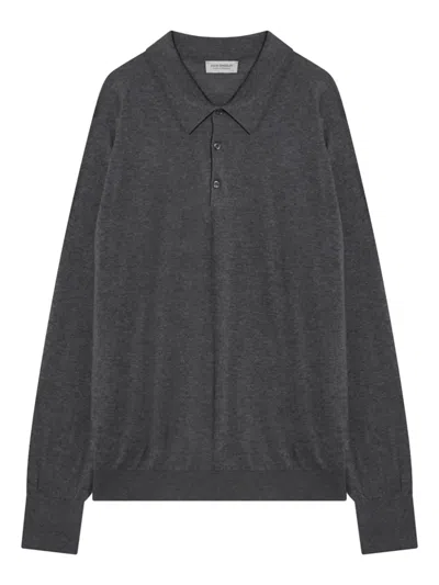 John Smedley Gray Finchley Polo In Cotton In Gray