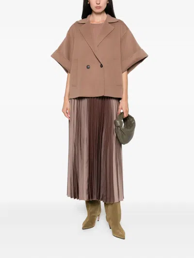 Max Mara Short-sleeve Wool Coat In Neutral