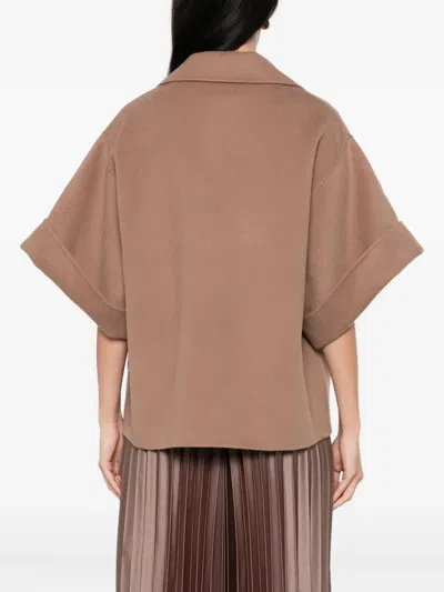 Max Mara Short-sleeve Wool Coat In Neutral