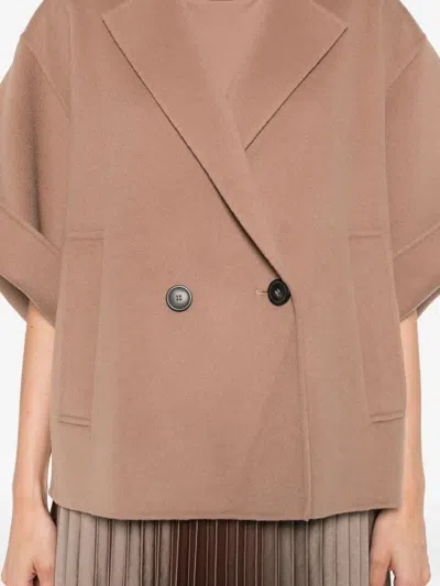 Max Mara Short-sleeve Wool Coat In Neutral