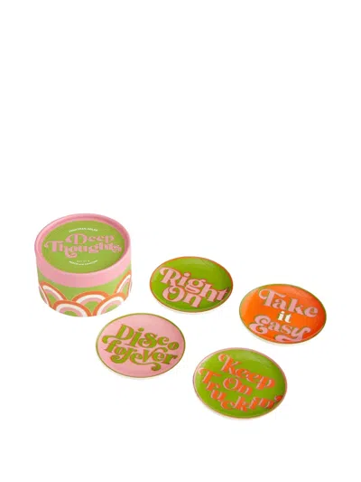 Jonathan Adler Quirky Text-design Plate (set Of Four) In Multi