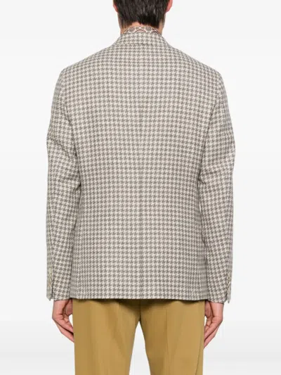 Etro Houndstooth-pattern Jacket In Gray