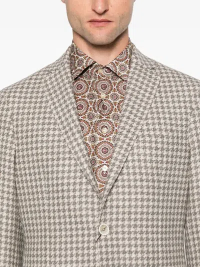 Etro Houndstooth-pattern Jacket In Gray