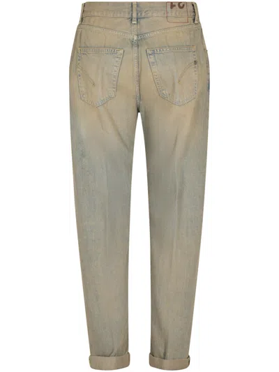 Dondup Relaxed Fit Trousers With Tapered Leg In Blue