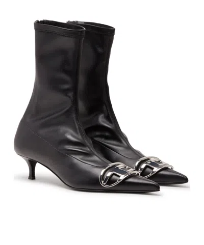 Diesel D-venus-stivali A Calzino Con Placca Oval D In Black